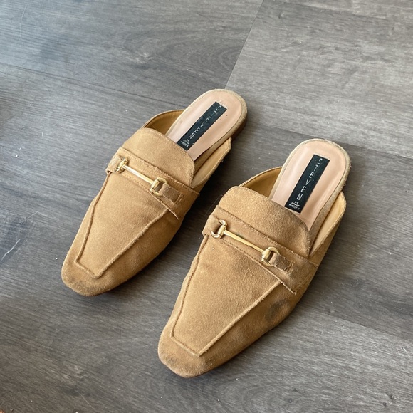 STEVEN BY STEVE MADDEN Womens 'Rilee' Camel Suede Slip On Mules - Picture 4 of 6